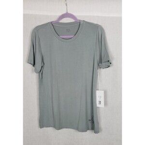 Calme Tee Shirt Womens M Gray Embroidered Yoga Crew Bamboo Blend Stretch Casual